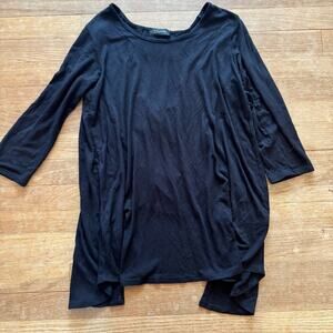 Colette black 3/4 sleeve crewneck cut out casual shirt top blouse sz small
 b60